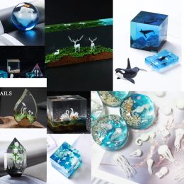 Mixed 3D Micro Jellyfish Landscape Mini Animals DIY Craft Handmade Resin Jewellery UV Epoxy Jewerly Filling Moulds Mini Figurines