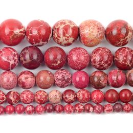 Natural Red Sea Sediment Jaspers Stone Beads Round Loose Spacer Beads For Jewelry Making 4/6/8/10/12mm DIY Bracelet Handmade