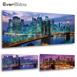 EverShine Diamond Painting City Full Square DIY Diamond Mosaic Building New York Scenic Rhinestones Embroidery Night Home Decor