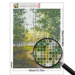 AZQSD DIY Diamond Painting Forest Tree Picture Of Rhinestones Diamond Embroidery Landscape Mosaic Summer Home Decoration