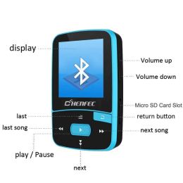 Players Clipon Bluetooth MP3 Player CHENFECC50 with FM Radio and Pedometer, 1.5inch Screen Mini Size Lossless Sound Quality