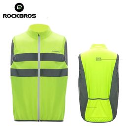 ROCKBROS Cycling Jacket Reflective Safety Vest Night Work Security Jogging Running Sportswear Reflective Vest Cycling Clothes