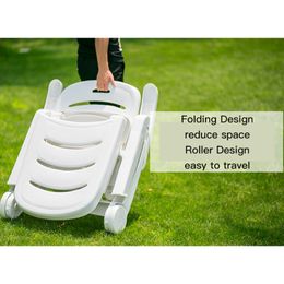 Garden Hotel Bath Plastic Beach Chair Swimming Pool Reclining Folding Outdoor Back Chair Dual-Use Portable Sunbathing Lounger