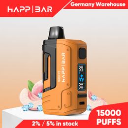 Happ puff vaper desechable 15000 vapes disposable puff 15k with eliquid battery display 30W output mesh coil 2% 5% 10 flavors Germany warehouse in stock