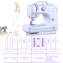 1set Multiple Electric Sewing Machine Desktop Table Overlock DIY Clothes Thick Sew 12 Stitches Adjustable Speed 505A USB Charge