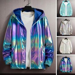 Men's Jackets Men Sunscreen Jacket Colorful With Hood Pockets For Stylish Zipper Placket Coat Spring Autumn