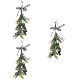 Decorative Flowers 3 Count Tree Branch Decor Mistletoe Swag Ornament Party Decoration Foam Christmas Fake Plant Staircase Pendant