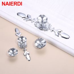 NAIERDI Luxury Diamond Crystal Cabinet Handles Wardrobe Shoebox Handles Closet Door Drawer Knobs Pulls Furniture Pullers