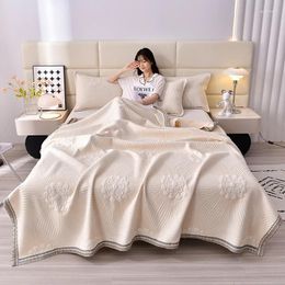 Blankets Wormwood Knitted Cotton Summer Cool Quilt Machine Washable Dormitory Household Three-piece Set Wholesale Blanket