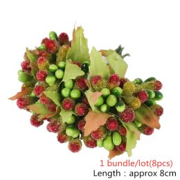 10/12/90/144pcs Green Design Mixed Artificial Flower Fake Cherry Stamen Berries DIY Cake Christmas Wedding Gift Box Wreath Decor