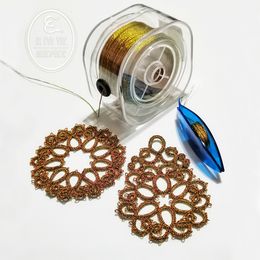Sanbest 6 Strands Metallic Thread Boxed Handmade DIY Bracelet String Tatting 100m Knitting Macrame Threads Gold Weaving Yarn