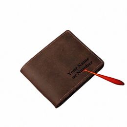 custom Mens Wallets with Names Leather Wallet for Men Genuine Leather Men Wallets Persalised Gifts for Men Drop Ship A617#
