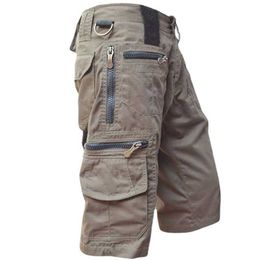Mens Cross-border Capris Trendy Summer Oversized Pure Cotton Casual Pants Multiple Pockets Straight Tube Work Shorts