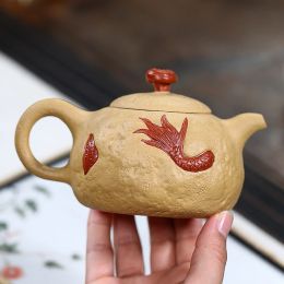 280ML Yixing Purple Sand Gong Chun Teapots Hand Made Pot Raw ore Yellow Duan Ni Kung Fu Zisha Tea Set Tea Ceremony Birthday Gift