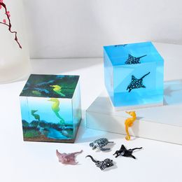 DIY Crystal UV Epoxy Resin Cube Silicone Mould Ocean Sea Marine Animal Model Miniatures Ornaments DIY Micro Landscape Decoration