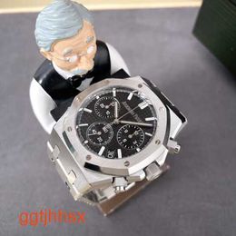 Designer AP Wrist Watch Royal Oak Series 26240ST Precision Steel Black Plate Mens Fashion Leisure Business Sports Back Transparent Mechanical Watch