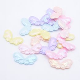 40Pcs 32*16mm Mesh Leather Wing Appliques for DIY Clothes Sewing Patches Handmade Headwear Bowknot Bow Decor Accessories