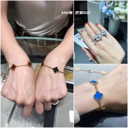 High Quality Luxury of Vancef 18K Rose Gold Womens Butterfly Bracelet Clover Jade Marrow Red Heart Peach Small Medium With Logo
