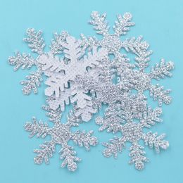 40mm Glitter Silver Bepowder Nonwoven Snowflake Applique Fabric Patch for Party/Christmas Decor Crafts DIY Tree Accessories