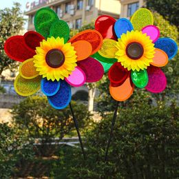 1Pcs Sunflower Windmill Colourful Wind Spinner Home Garden Decor Yard Kids Toy