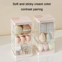 Storage Boxes Multi-layer Rotary Powder Puff Box Transparent Cosmetic Organizer Dustproof Beauty Square Egg Cotton A9t0