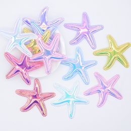 12Pcs 58*50mm Glitter PU Starfish Applique for DIY Cake Topper & Baby Craft Clothes Headwear BB Clip Accessory Decor Patches