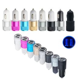 Best Metal Dual USB Port Car Charger 2Amp for iPhone for Samsung for Motorola Cell Phone Universal Car Charger LL