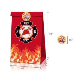 Fire Truck Candy Box With Stickers Paper Gift Candy Bag Fireman Theme Party Favours Kids Happy Birthday Baby Shower Decor