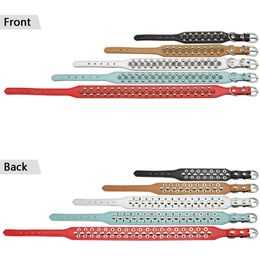 Leather Dog Cat Collar 1 Row Spiked Studded Puppy Pet Collars for Small Medium Dogs Chihuahua Yorkies XXS XS