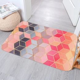 3D Visual Geometry Pattern Coral Velvet Carpet Rug Doormat Bedroom Home Decor Kitchen Bath Anti-Slip Soft Entrance Door Mat