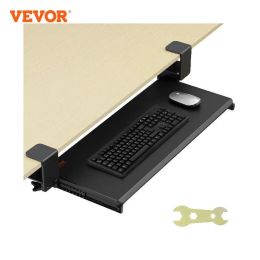 Accessories VEVOR 26.8in Under Desk Keyboard Tray Slide in/out Ergonomic Universal Keyboard Tray NoDrilling Sturdy CClamps Easy to Instal