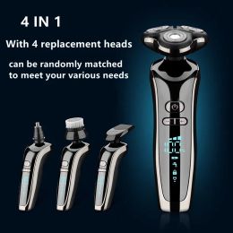 Electric Shaver LCD Display Face Beard Shaving Razor Nose Hair Trimmer Men's 4D Rechargeable Washable Beard Trimmer Hair Cutter