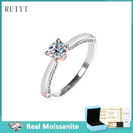 Cluster Rings 0.5ct Four Claw Moissanite Diamond Band For Women Jewelry 925 Sterling Silver Luxury Wedding Ring Valentine's Day Gift