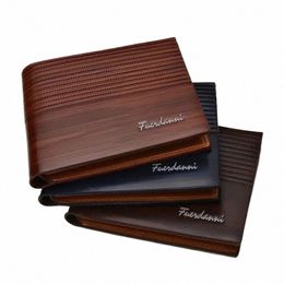 fi Geometry Stripe Embossing Leather Wallet Two-fold Leather Multiple Card Slots Card Holder Coin Purse A6fa#