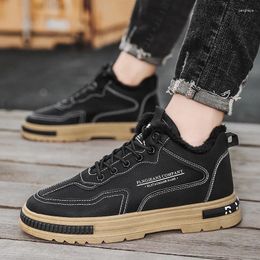 Casual Shoes Fashion Men 2024 Winter Warm Fleece Men's Vulcanized Thick Sole Non-slip Sneaker Zapatos De Hombre