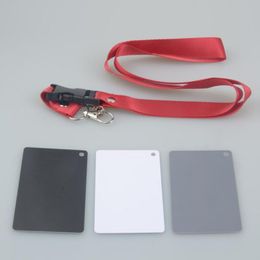 3in1 Pocket-Size Digital White Black Grey Balance Cards Camera Accessory 18% Grey Card with Neck Strap for Digital Photography