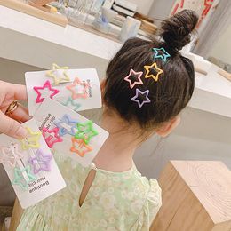 3/4pcs Kids Candy Colour Hair Pin Simplicity Hairpins for Girls Star Oval Hair Clip for Kids Snap Hair Clips Hairpins Click Clack