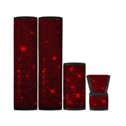 1pc Red Rhinestones Crystal Car Seat Belt Cover Shoulder Pads Car Shifter Gear Hand Brake Covers Auto Interior Accessories