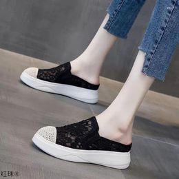 Casual Shoes Women Slippers 2024 Spring Summer All-match Flat With Breathable Fashion Korean Version Loafers Round Toe