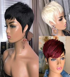 Short Pixie Cut Straight Hair Wig Peruvian Remy Human Hair Wigs For Black Women 150 Glueless Machine Made Wigfactory direct6319200