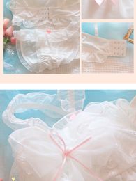 White bralette girl underwear lace summer thin fairy no steel ring bra set comfortable ladies bow lingerie with underpants suit