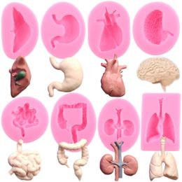 Human Organs Silicone Molds Heart Liver Stomach Kidney Brain Fondant Mold DIY Chocolate Candy Halloween Cake Decorating Tools