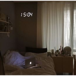 24 x 9.5cm USB Wall Clock Watch Clock 3D Led Digital Modern Design Living Room Decor Table Alarm Nightlight Luminous Desktop