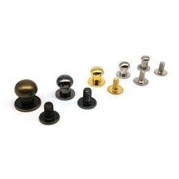 10pcs Solid Brass Copper Round Ball Head Leather Craft Bag Purse Belt Chicago Screw Back Nail Rivet Screwback Nipple Stud Spot