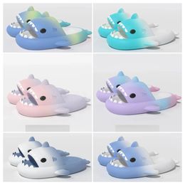 New Luxury Designer Quality shoes sandal Summer Shark Slippers Shark Slides Thick Soled Shoes Kids flat sandals Gradient Flip Flops