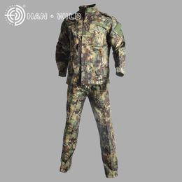 Military Clothing Man Tactical Uniforms Army Airsoft Combat Suit Sets Camouflage Long Sleeve T-shirts + Pants