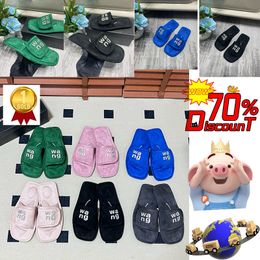 2024 Top Quality Slippers Designer Sandals Luxury Women Velvet rhinestone Velcro tape GAI party Soft Room Platform offical slider