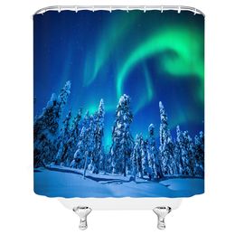 Winter Forest Shower Curtain for Bathroom Snow House Cold Outside Trees Scenery Bathtub Waterproof Fabric Washable Bath Curtains