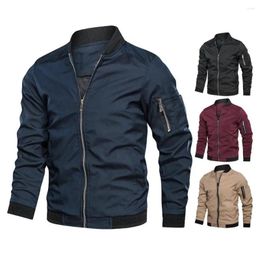 Men's Jackets Men Jacket Stylish Autumn Stand Collar Coat With Ribbed Cuffs Zipper Placket Outwear Business Casual For Fall
