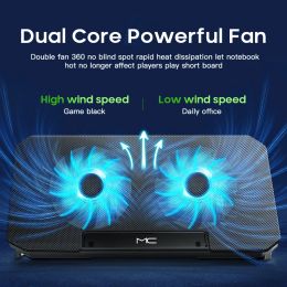 Pads Q100 17inch Gaming Laptop Cooler Fan Led Screen Two USB Port 2600RPM Laptop Cooling Pad Notebook Stand For Laptop